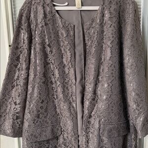 Chico's silver / gray Lace Cardigan